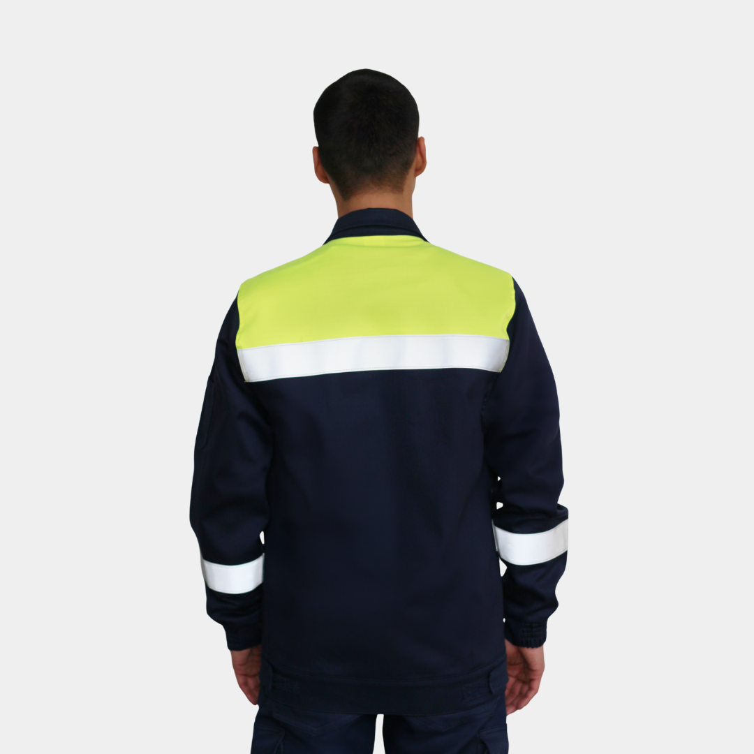 Chaqueta Ignífuga Certificada Bicolor Amarillo Flúor Hombre