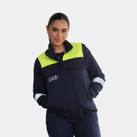Chaqueta Ignífuga Certificada Bicolor Amarillo Flúor Mujer