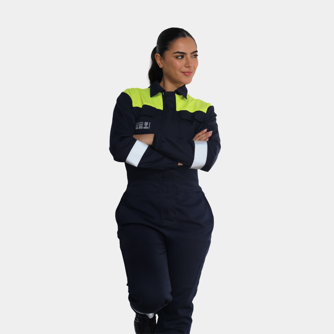 Overol Ignífugo Certificado Bicolor Azul/Amarillo Mujer